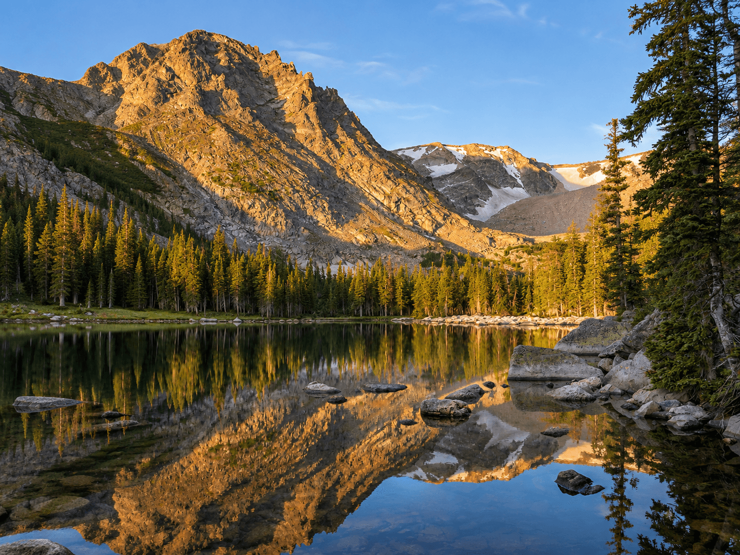Alpine lake and mountain landscape